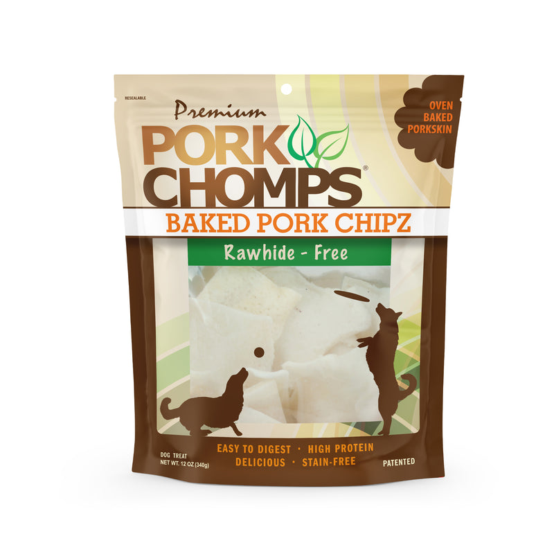 Pork Chomps 3-inch Baked Pork Skin Chips, 12 oz Dog Chews