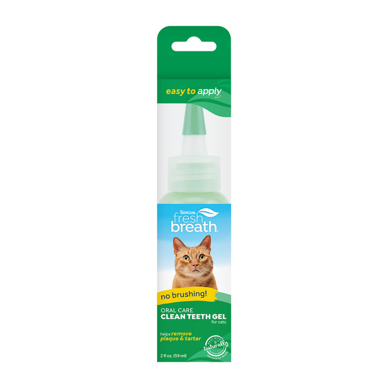 TropiClean Fresh Breath No Brushing Clean Teeth Dental & Oral Care Gel for Cats, 2oz