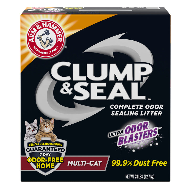 ARM & HAMMER Clump & Seal Cat Litter, Multi-Cat Complete Odor Sealing Clumping Clay Litter, 28 lb