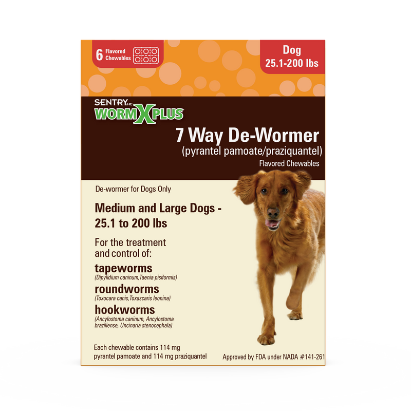 Sentry WormX Plus 7 Way DeWormer Dog Lrg 6CT