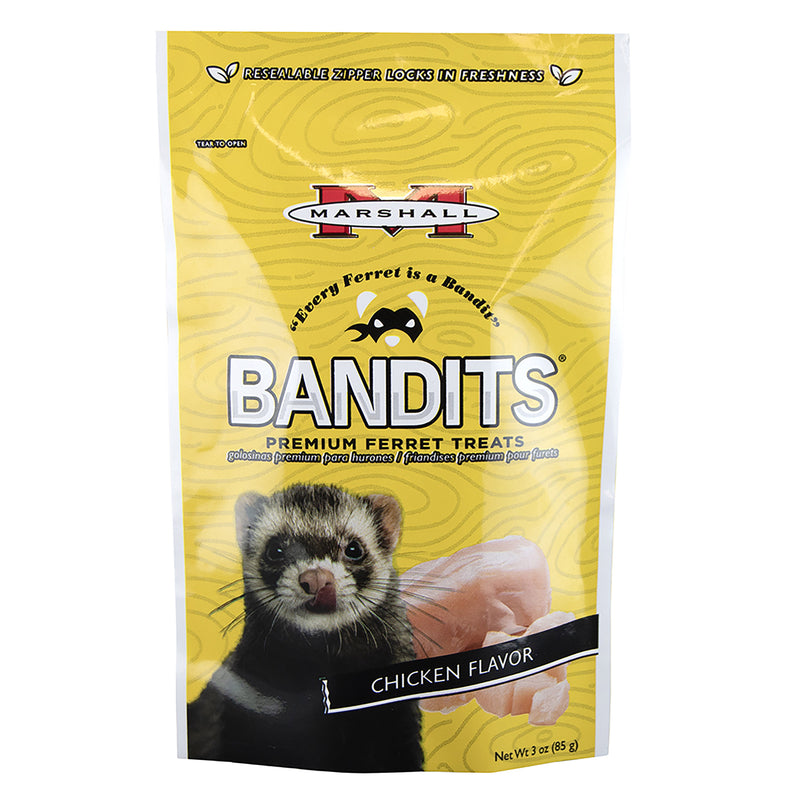 Marshall Bandits Ferret Treat, Chicken Flavor, Dry, 3 oz Bag