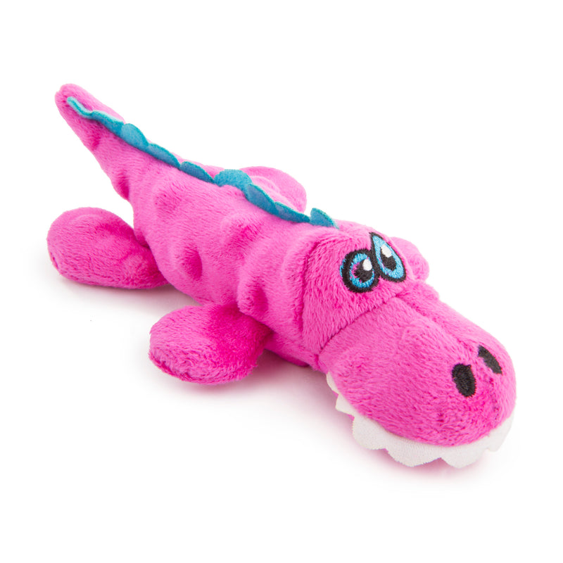 goDog Just For Me Gators Squeaky Plush Dog Toy, Chew Guard Technology, Pink, Mini