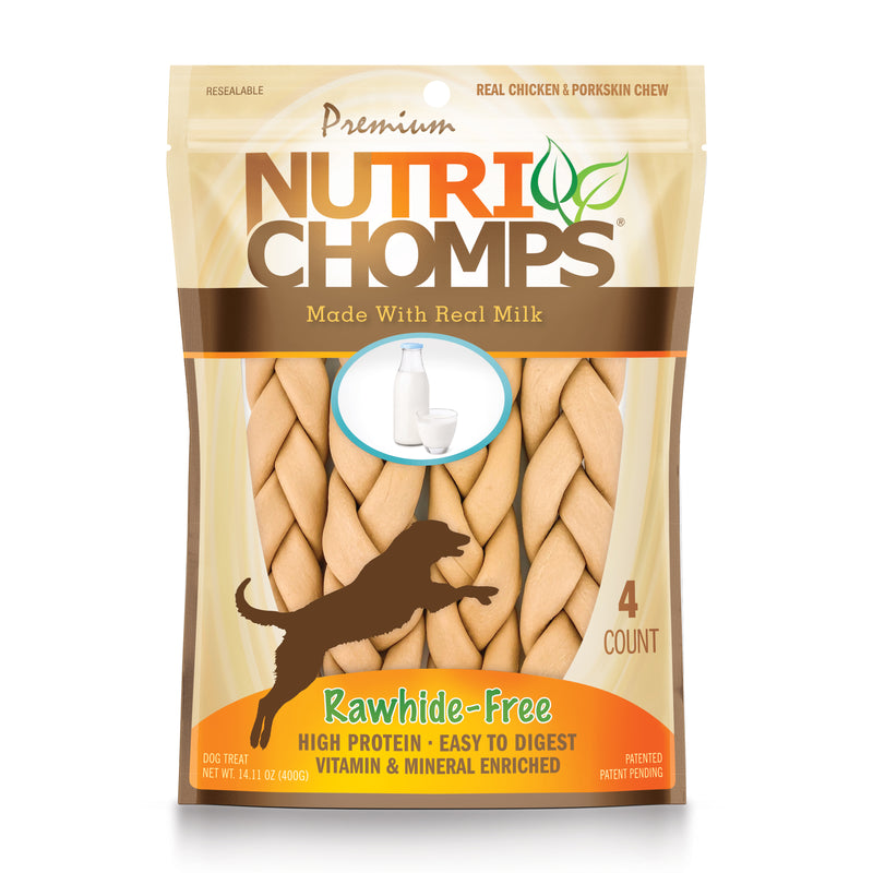 NutriChomps 9-inch Real Milk Braid, 4 count Dog Chews