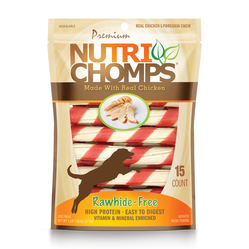 NutriChomps 6-inch Chicken Wrapped Twist, 15 Count Dog Chews