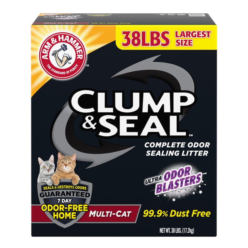 ARM & HAMMER Clump & Seal Multi-Cat Complete Odor Sealing Clumping Cat Litter, 38 lb