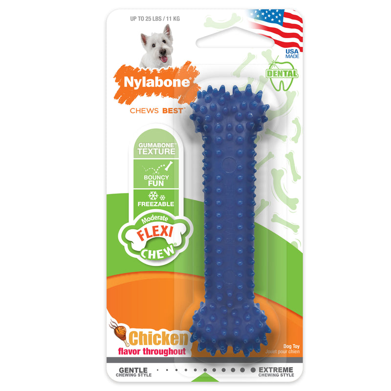 Nylabone Moderate Chew FlexiChew Dental Chew Toy Textured Bone Chicken Small up to 25 lbs.