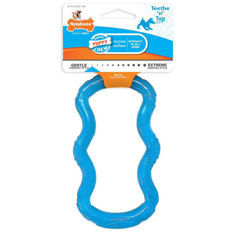 Nylabone Puppy Teethe n' Tug Toy Blue X-Small up to 15 lbs.