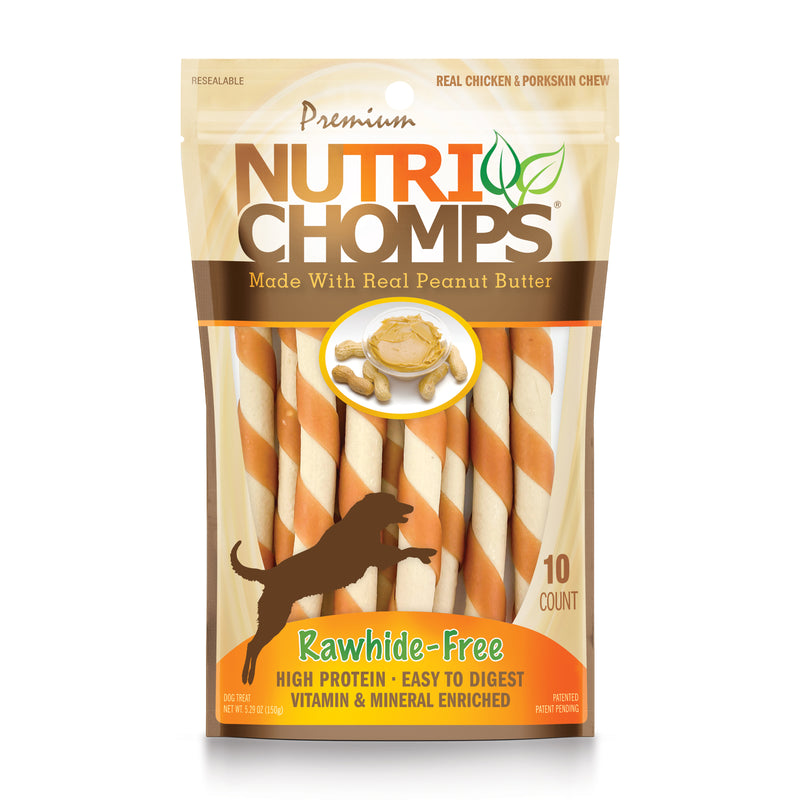 NutriChomps 6-inch Peanut Butter Wrapped Mini Twist, 10 Count Dog Chews