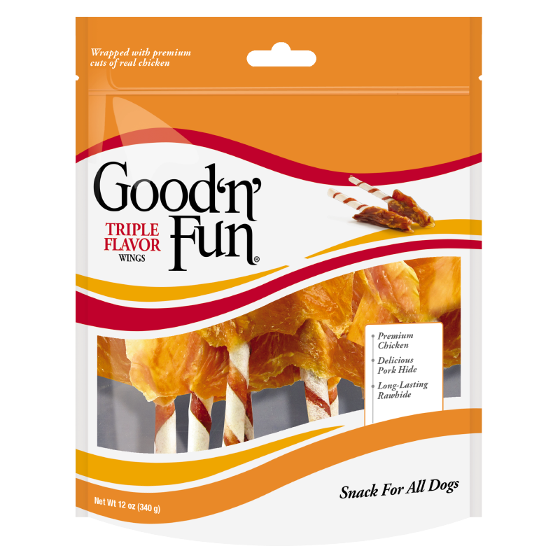 Good N Fun Triple Flavor Wings Dog Treat 12oz