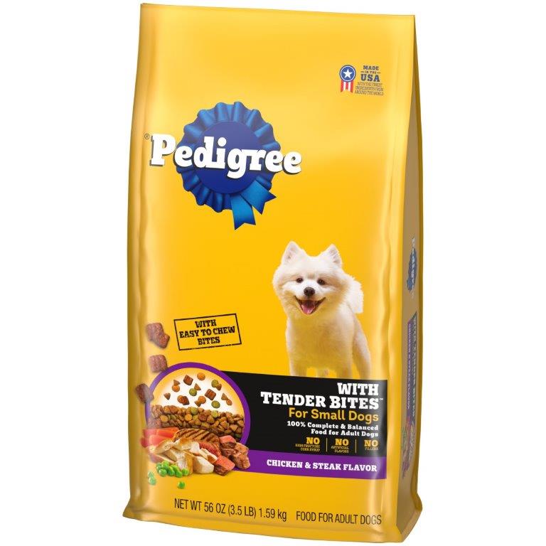 PEDIGREE With Tender Bites for Small Dogs, Complete Nutrition Adult Dry Dog Food, Chicken & Steak Flavor Dog Kibble