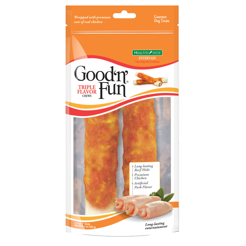 Good 'n' Fun 7" Triple Flavor Rolls Dog Treats