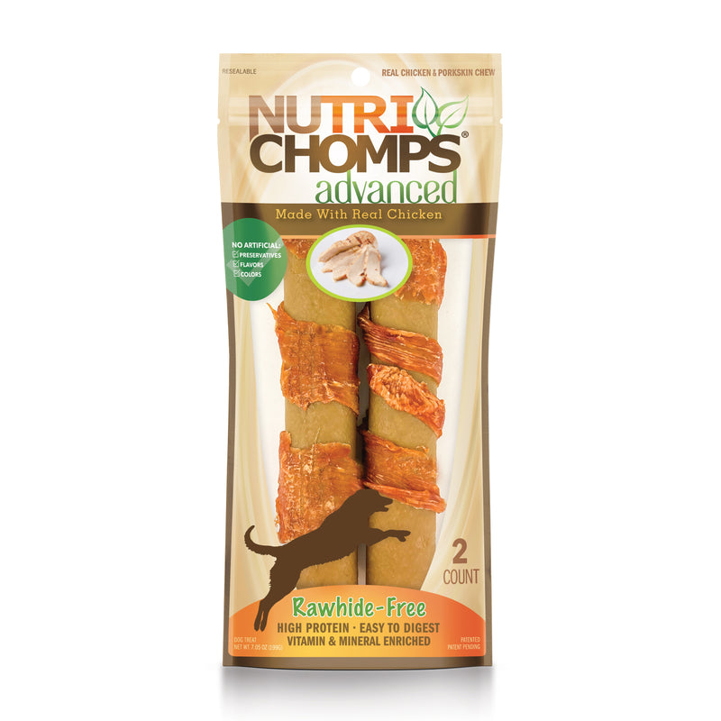 NutriChomps Advanced 8" Chicken Flavor Rolls Wrapped with Real Chicken, 2 Count Dog Chews