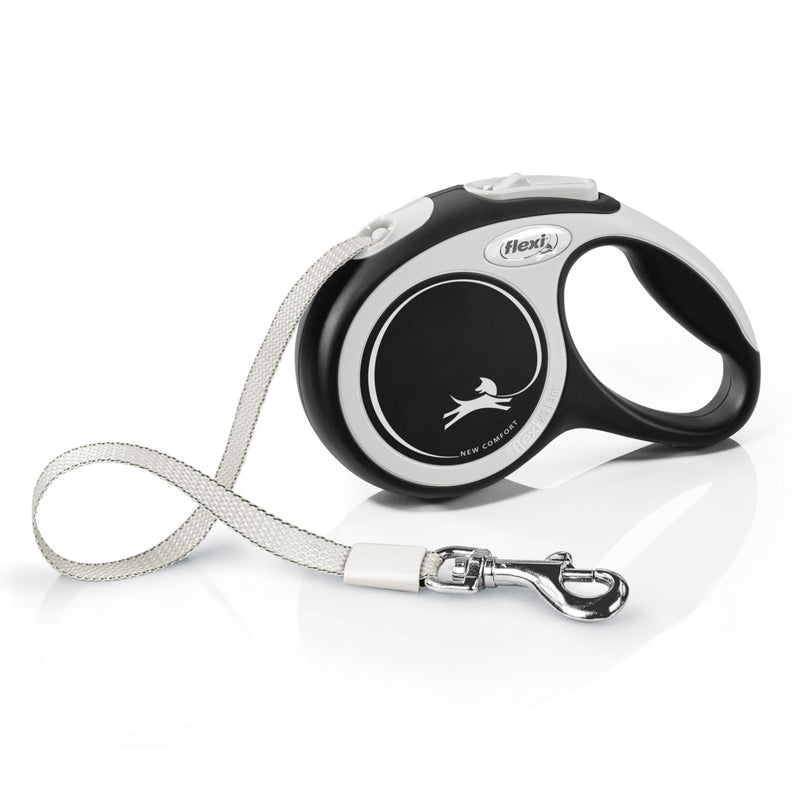 Flexi Comfort 10ft Tape Dog and Cat Leash in Black Grey XSM up to 26lbs