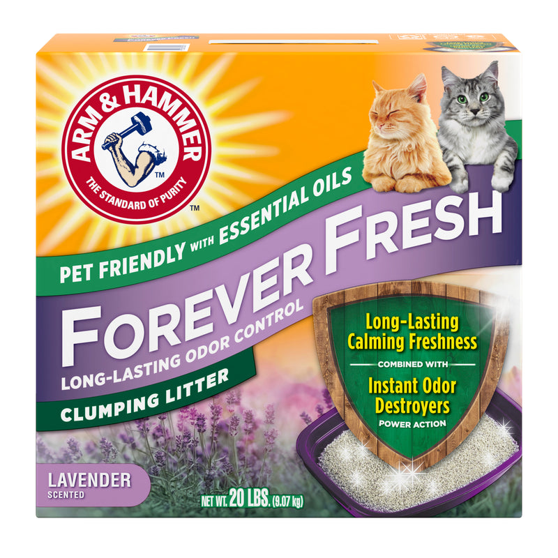 ARM & HAMMER Forever Fresh Clumping Cat Litter, Lavender Pet Friendly Essential Oils, Multi-Cat, 20 lb