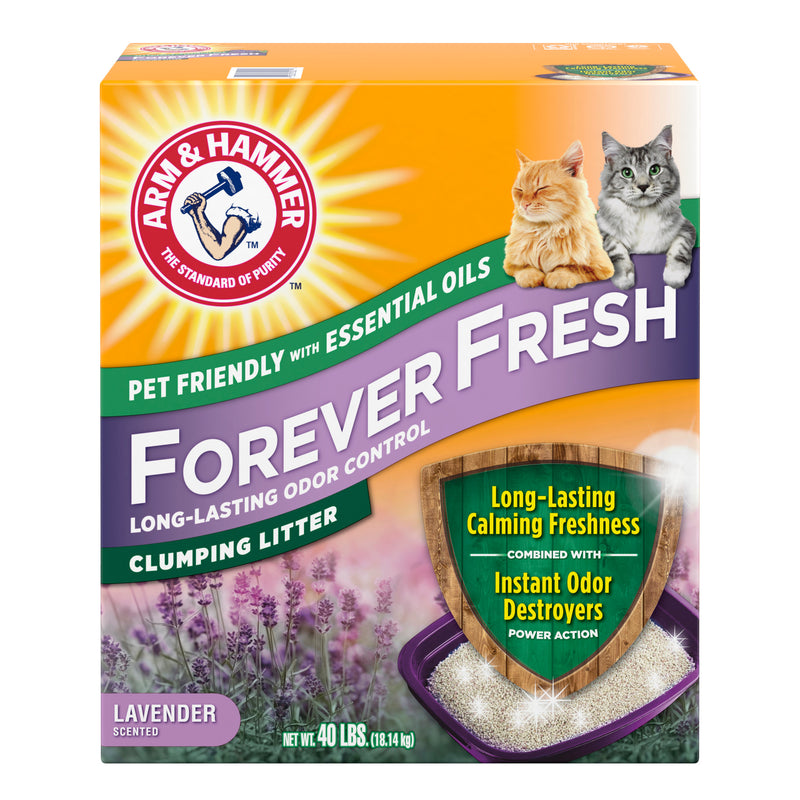 ARM & HAMMER Forever Fresh Clumping Cat Litter Lavender, MultiCat 40lb, Pet Friendly with Essential Oils