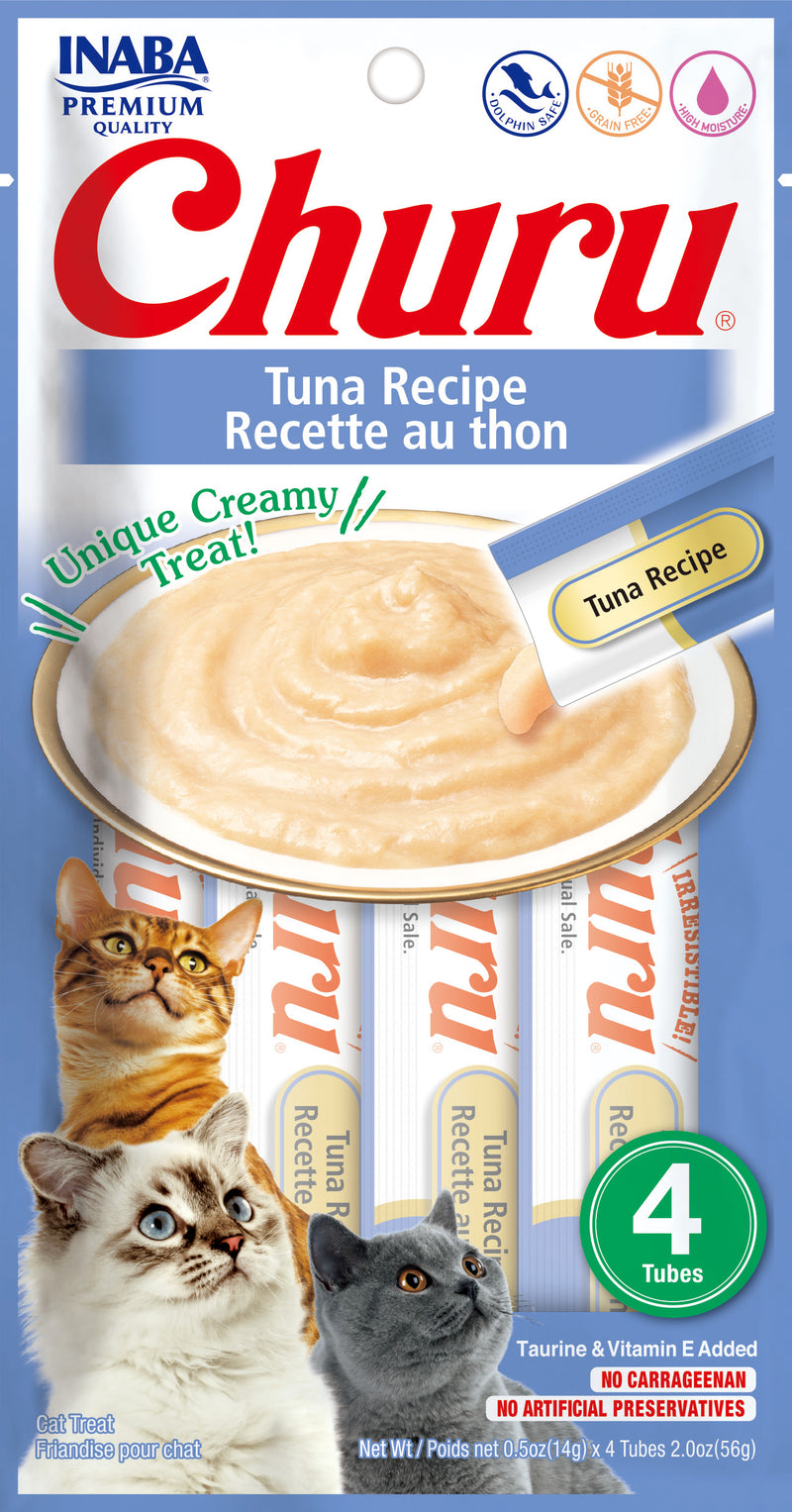 Inaba Churu Tuna Receipe Puree Lickable Cat Treat, 4ct