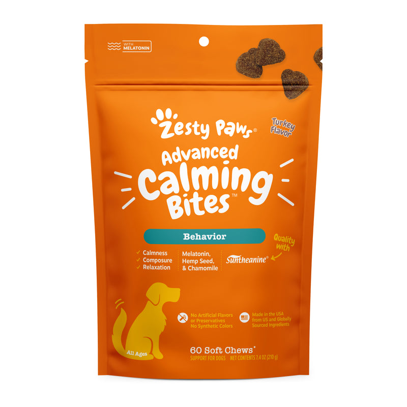 Zesty Paws Dog Advanced Calming Bites,  Turkey, 60CT