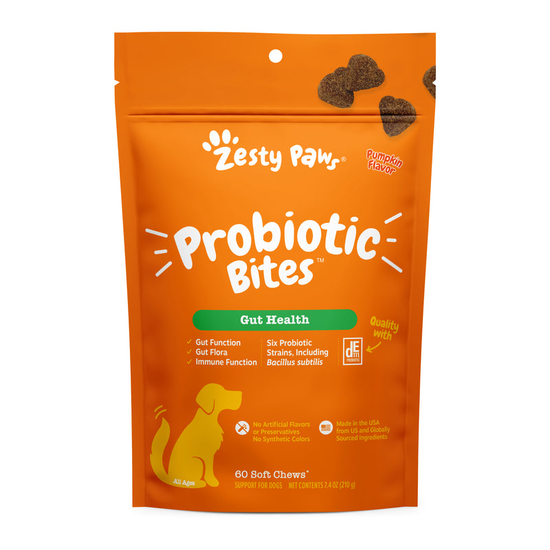 Zesty Paws Dog Probiotic Bites, Pumpkin, 60ct