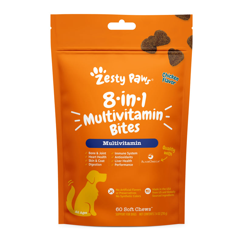 Zesty Paws Dog 8-in-1 Multivitamin Bites, Chicken, 60ct