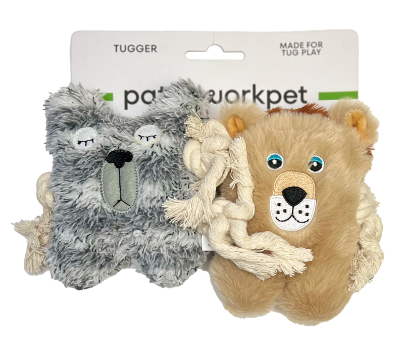 Patchwork Pet Greybar Bear and Lion Duo Dog Toy