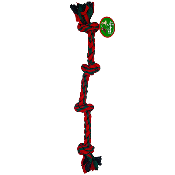 Red/Green Oversized Rope Tug Holiday Dog Toy