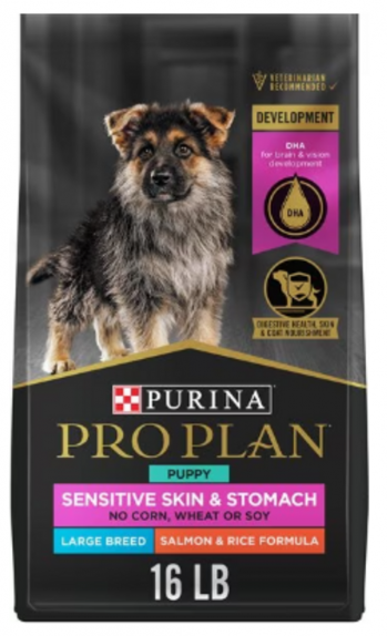 Purina Pro Plan Development Sensitive Skin & Stomach Salmon & Rice With Probiotics Large Breed Dry Puppy Food