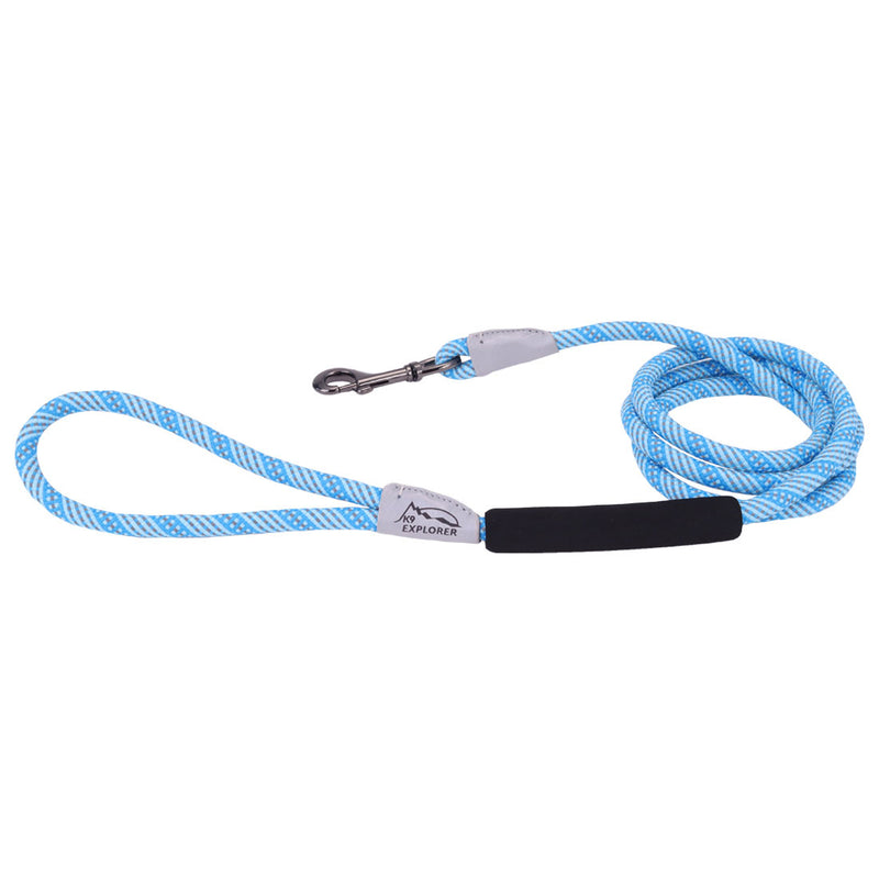 K9 Explorer ® Brights Reflective Braided Rope Snap Leash, Lake, 3/8" x 6'