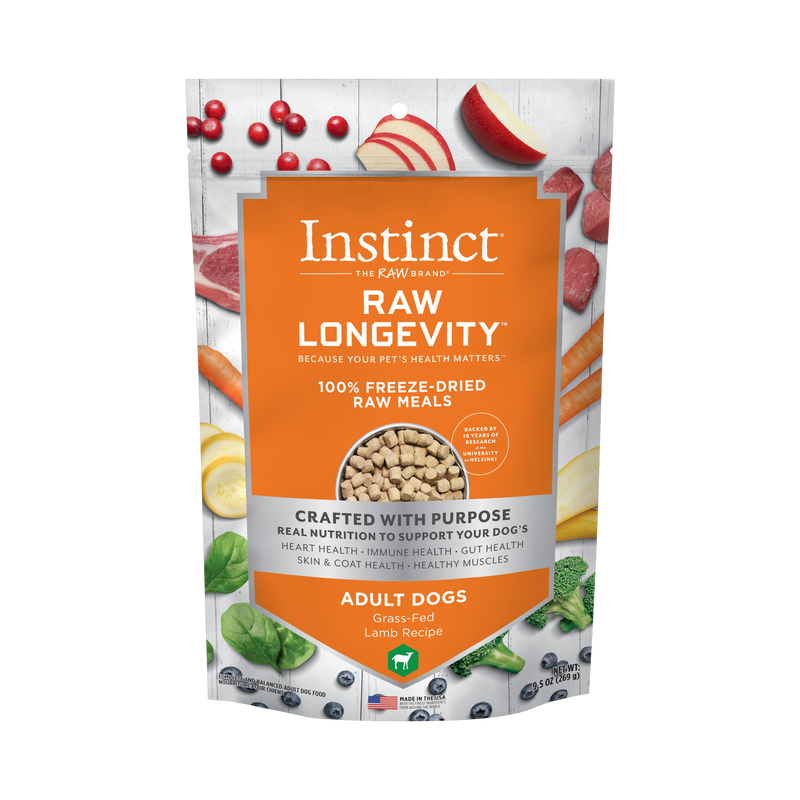 Instinct Raw Longevity Adult Freeze-Dried Lamb Bites Dog Food, 9.5 oz. Bag