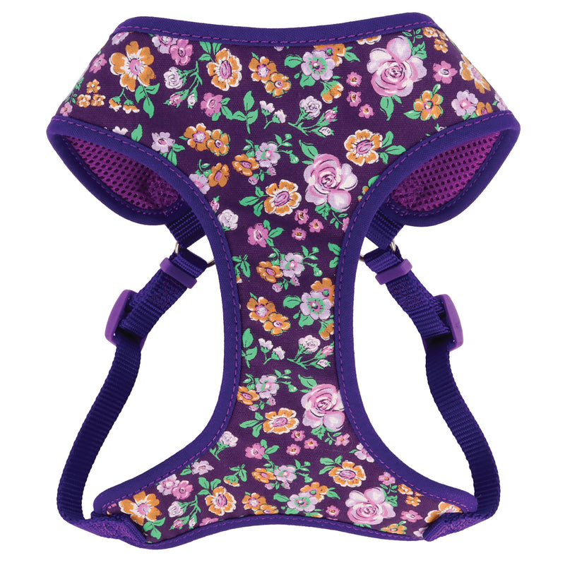 Ribbon Designer Wrap Adjustable Dog Harness, Purple Sketched Floral, Medium - 3/4" x 22"-28"