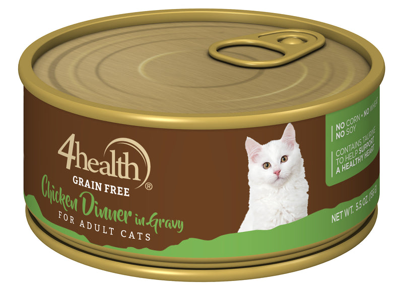 4health Grain Free Shredded Chicken Dinner in Gravy Wet Cat Food, 5.5 oz. Can