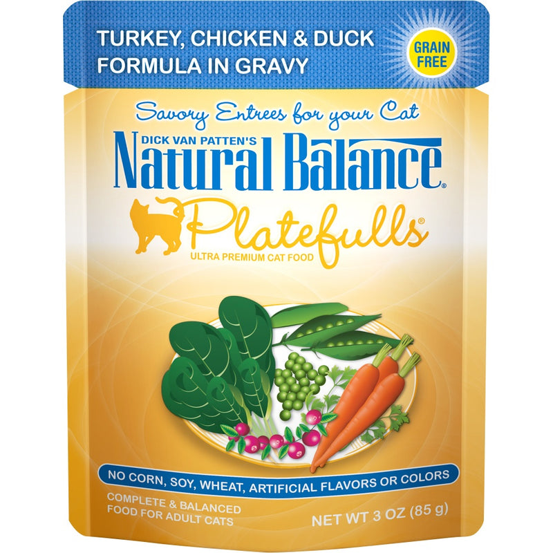 Natural Balance Original Ultra Platefulls Turkey, Chicken, & Duck Recipe Morsels in Gravy Wet Cat Food Pouches