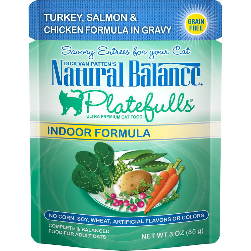 Natural Balance Original Ultra Platefulls Turkey, Salmon & Chicken Recipe Morsels in Gravy Wet Cat Food Pouches