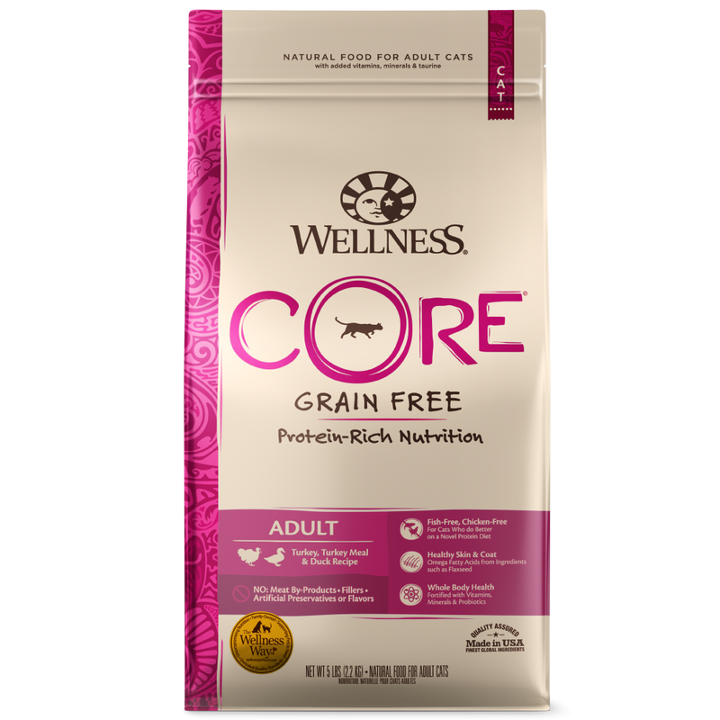 Wellness CORE Grain Free Natural Turkey, Turkey Meal, and Duck Dry Cat Food