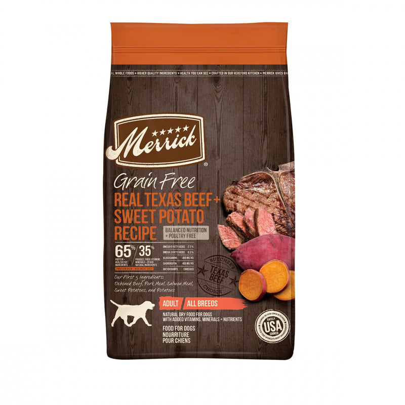 Merrick Dry Dog Food Real Texas Beef & Sweet Potato Grain Free Dog Food Recipe