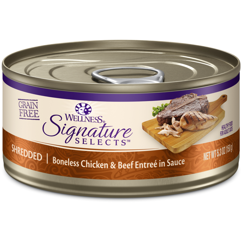 Wellness Signature Selects Grain Free Natural White Meat Chicken and Beef Entree in Sauce Wet Canned Cat Food