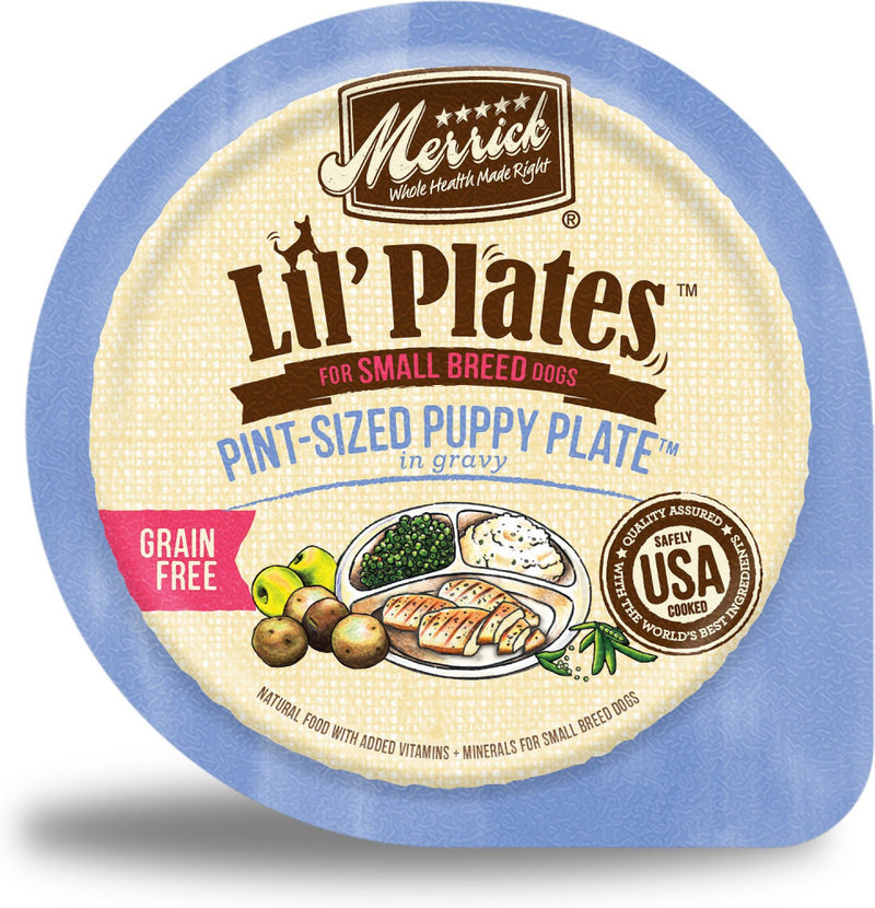 Merrick Lil' Plates Small Breed Grain Free Pint Size Puppy Plate in Gravy Dog Food Tray