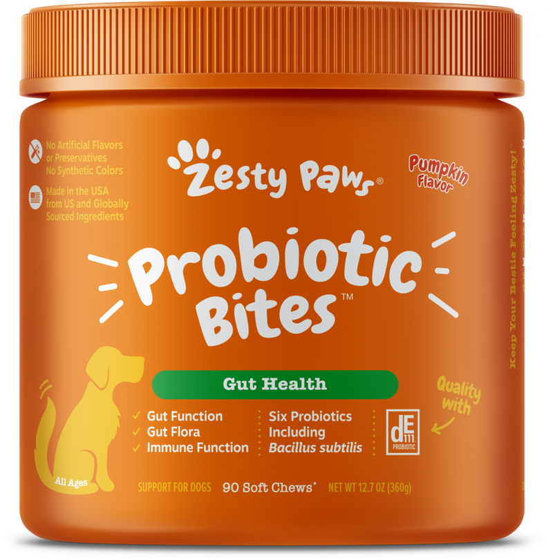 Zesty Paws Probiotic Bites with Digestive Enzymes Pumpkin Soft Chews for Dogs