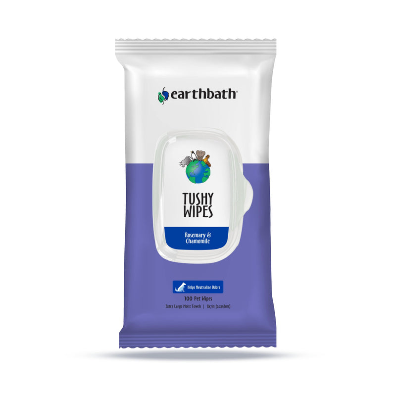 Earthbath Tushy Wipes Rosemary & Chamomile Odor-Eating Enzymes & Baking Soda Plant-Based Wipes