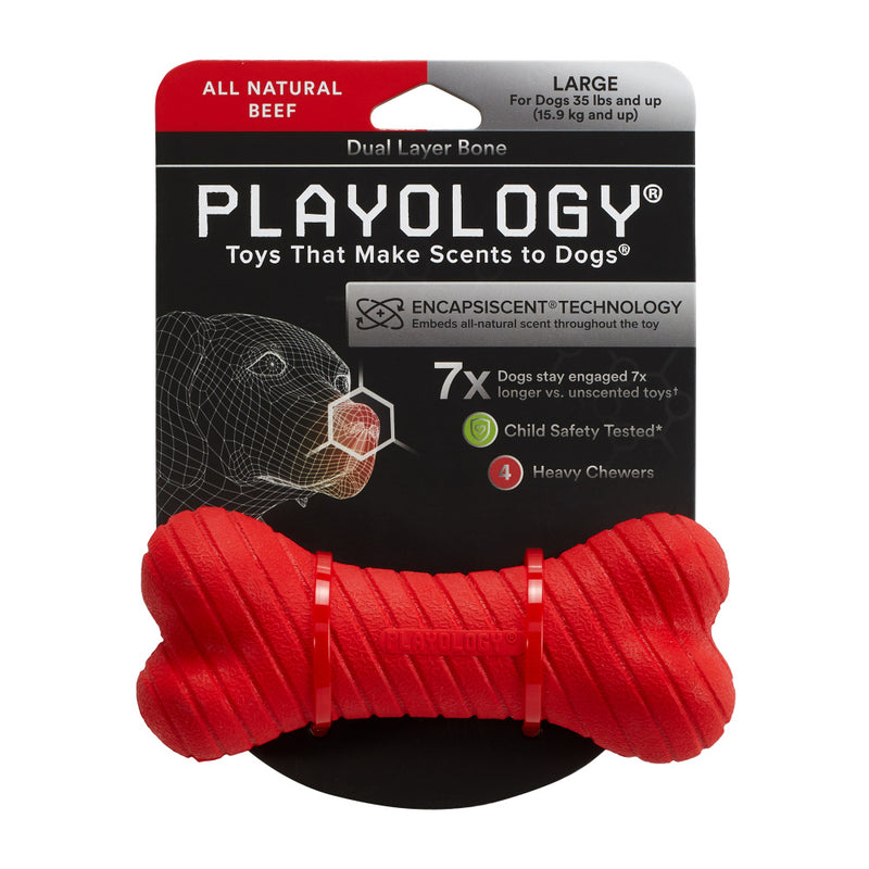 Playology Dual Layer Bone Beef Scented Dog Toy