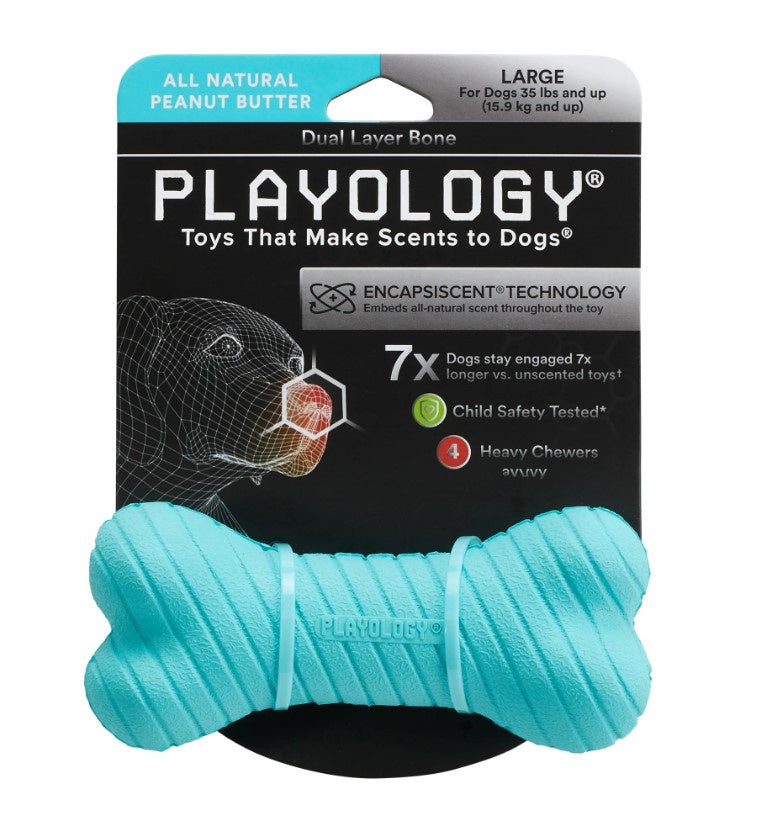 Playology Dual Layer Bone Peanut Butter Scented Dog Toy