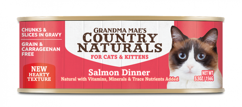 Grandma Mae's Country Naturals Grain Free Salmon Slices in Gravy Canned Food for Cats