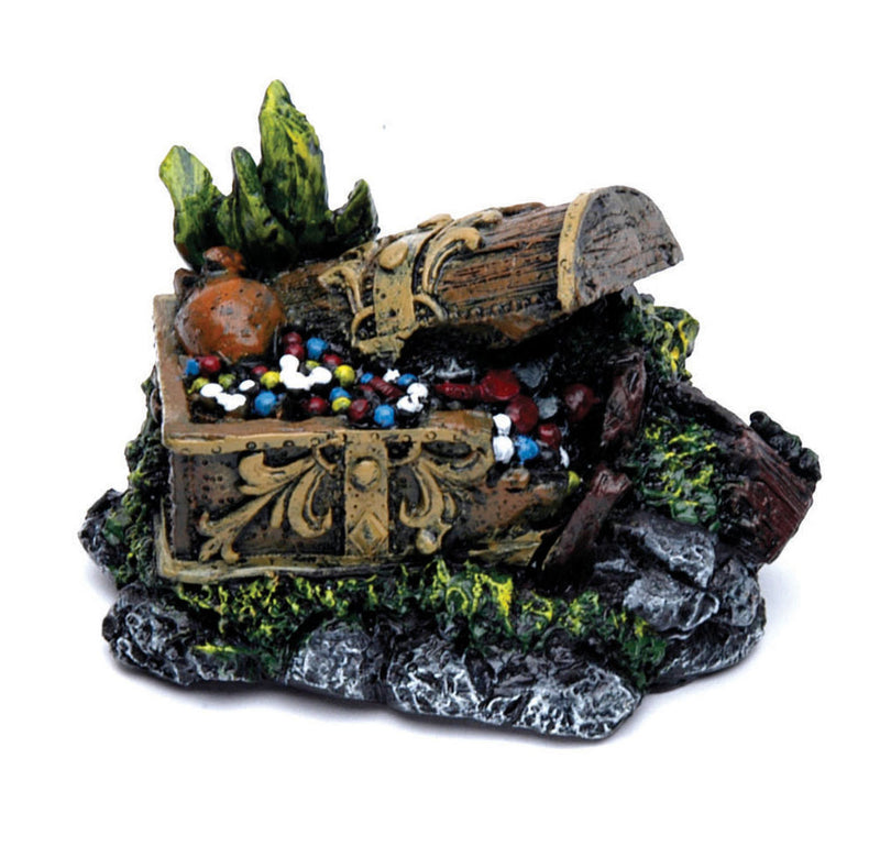 Penn-Plax Treasure Chest Fish Aquarium Ornament - Mini